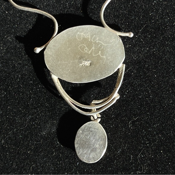 Vintage Unique Roman Glass and Opal Sterling Silver Necklace on Ball Chain - Picture 8 of 14